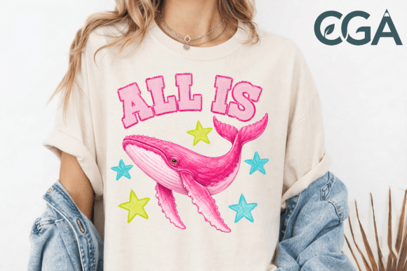 All is Well Pink Whale Retro Png: A Vibrant Design Asset