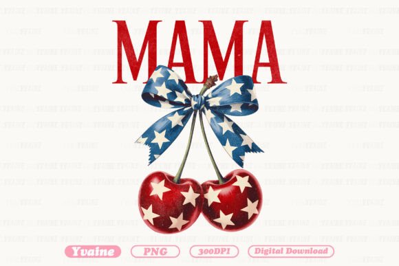 Celebrate Mom with This Festive MAMA Patriotic Bow PNG