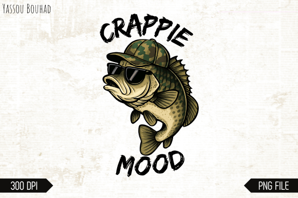 Crappie Mood Png, Funny Fishing Png for Apparel & Crafts