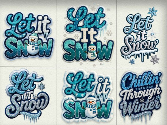 Let It Snow PNG Bundle: 6 Winter Designs for Every Project