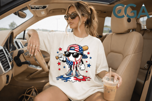 Patriotic Baseball Bleach Drip PNG: A Bold Graphic for Summer