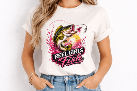 Reel Girls Fish T-Shirt PNG: Bold Graphic for Apparel