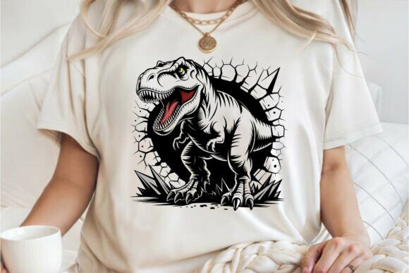 Roaring T-Rex Breakout T-Shirt SVG PNG: A Prehistoric Design Asset