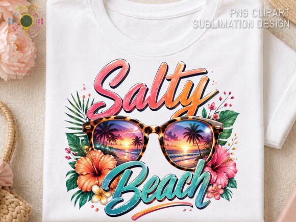 Salty Beach Summer Tropical Sunset PNG: Vibrant Design Asset