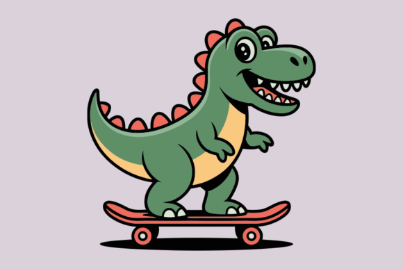 Skate into Fun: Using This Cartoon Dinosaur Design
